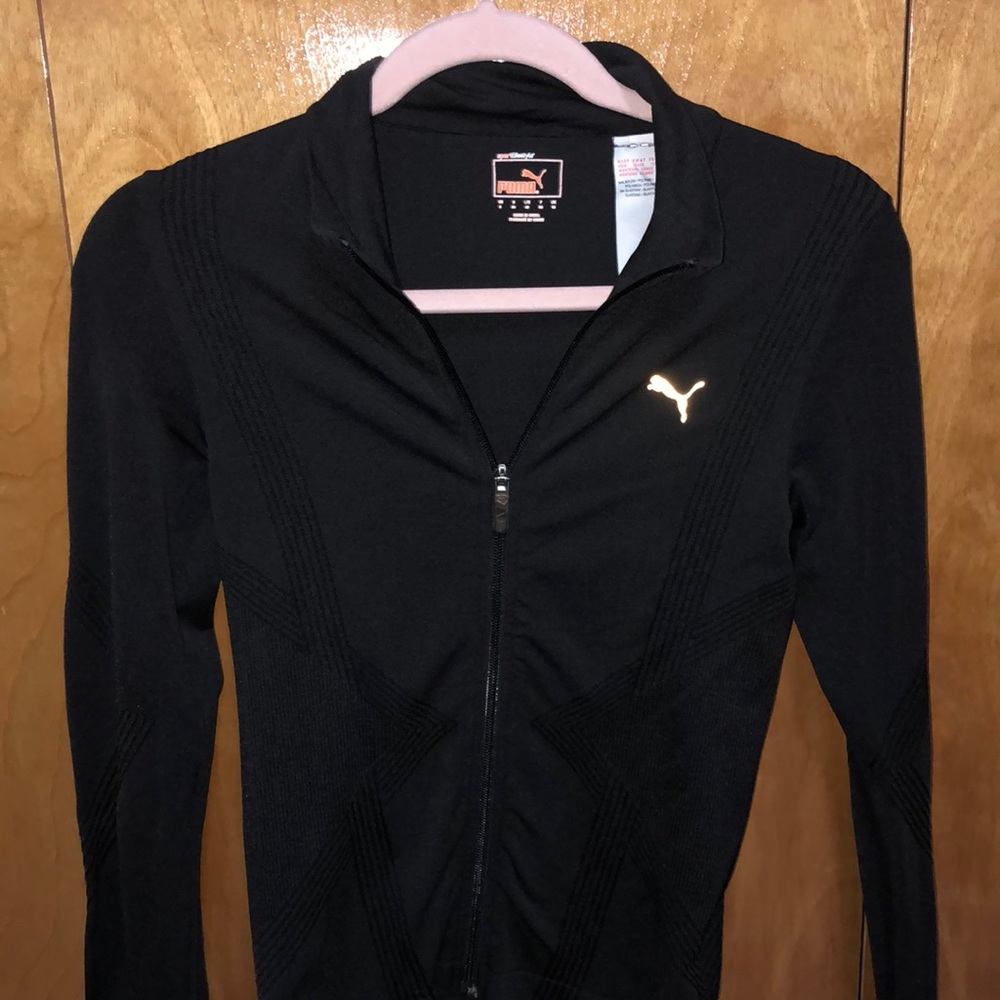 Black and Gold logo Puma Zip up pullover Small